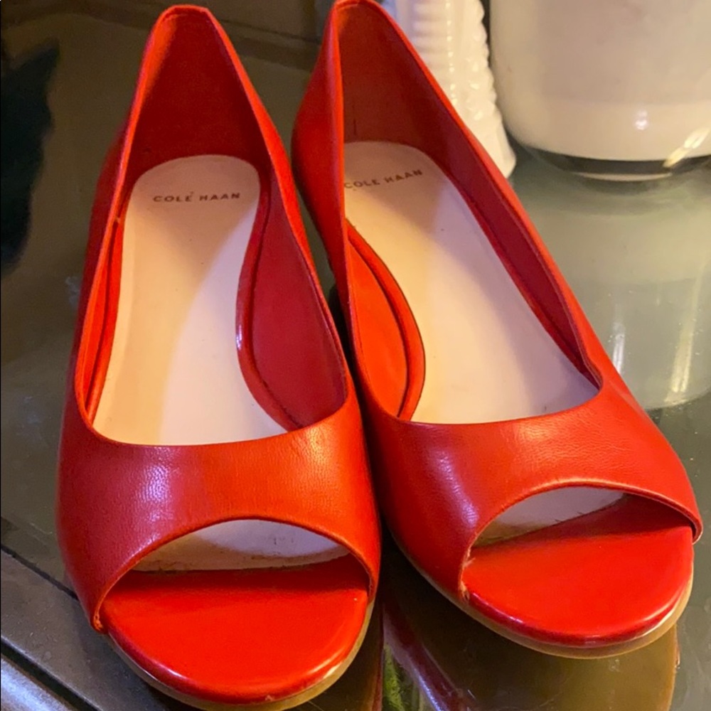 Cole Haan red peeptoe shoes